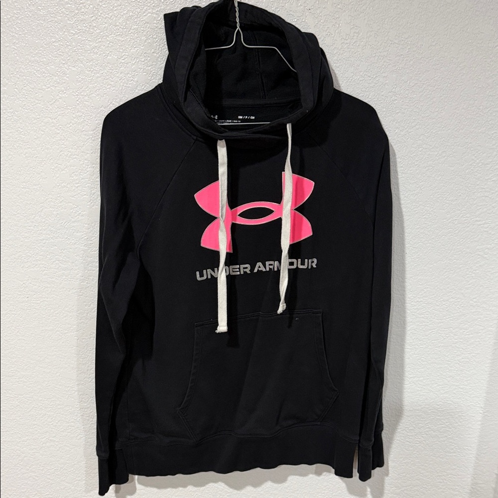 Under Armour Black Hoodie with Vibrant Pink Logo